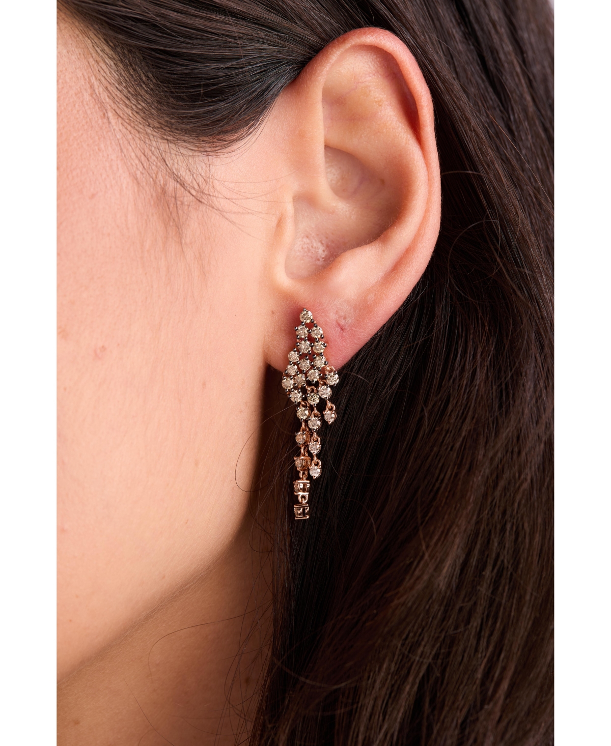 Le Vian Chocolate Ombre Diamond Cascading Cluster Drop Earrings (2 ct. t.w.) in 14k Rose Gold