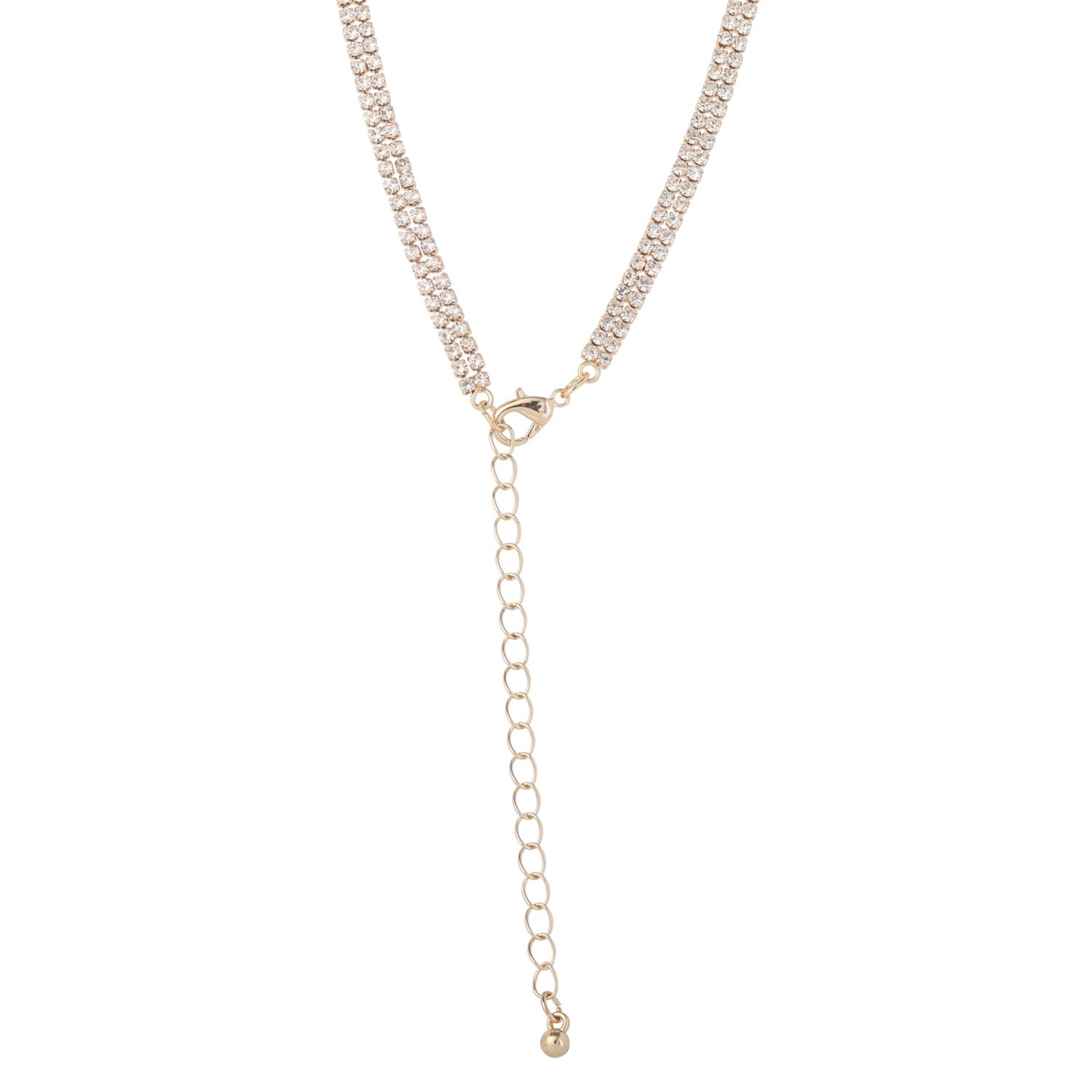 BCBG Generation Crystal Double Strand Bow Lariat Necklace