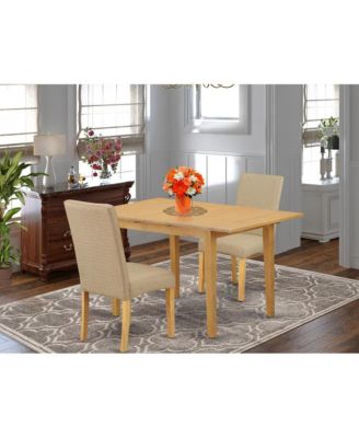 3-Piece Dining Room Set with Rectangular Table and 2 Wooden Chairs