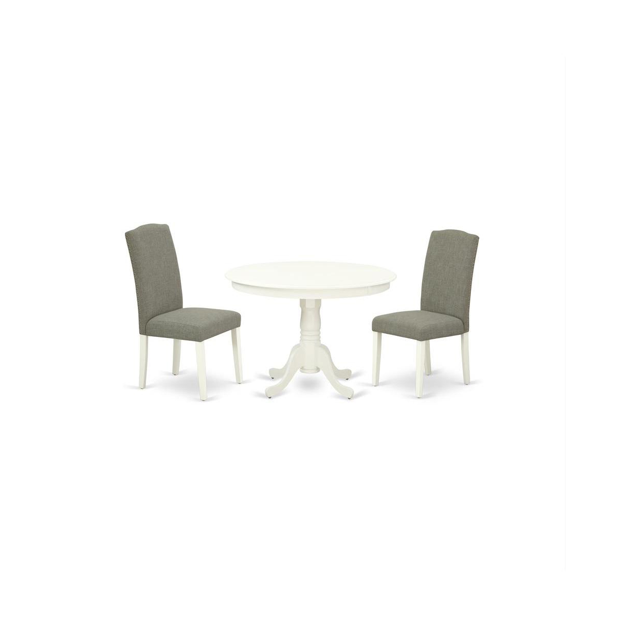East West Furniture Dining Room Set Linen White