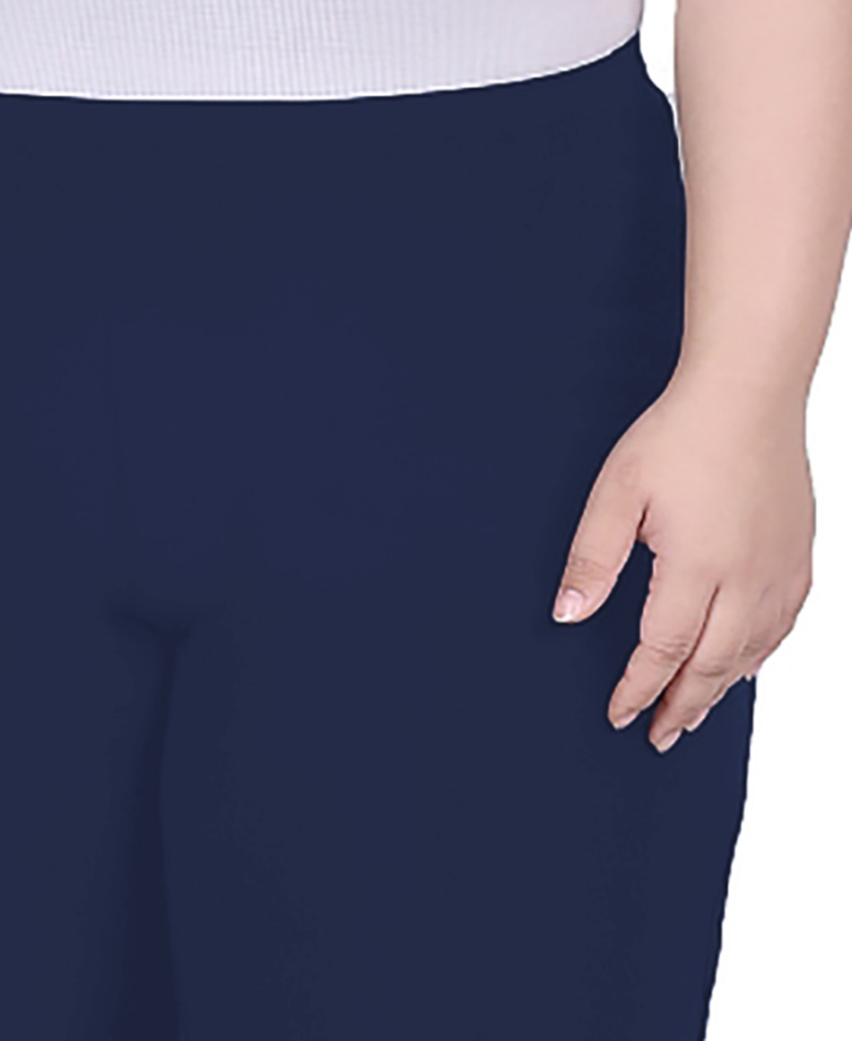 Ny Collection Plus Size Straight Leg Pull On Pants In Blue