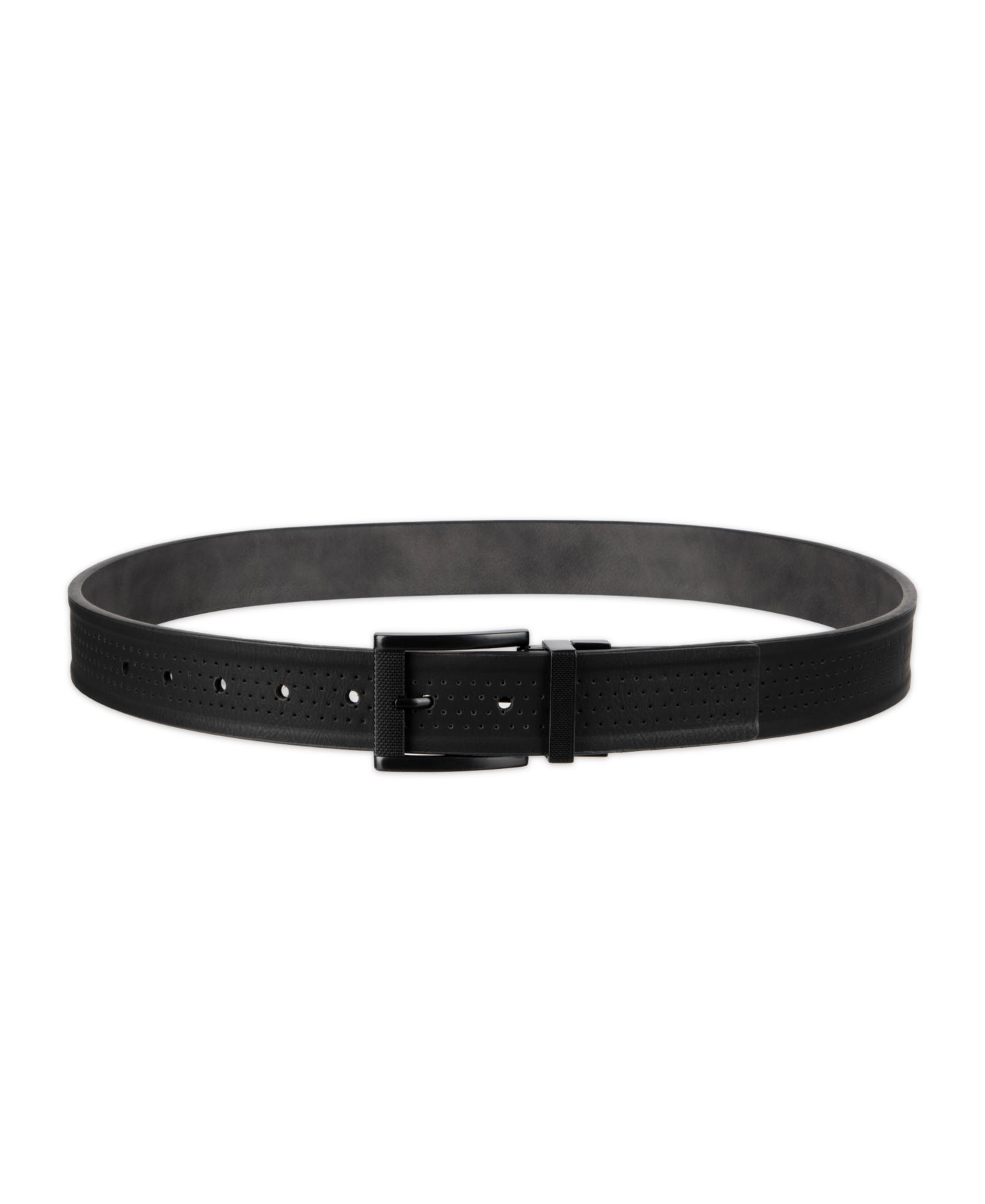 Мужской ремень Kenneth Cole Reaction Reversible Perforated Harne Belt, цвет: Чёрный / Серый — фото 3