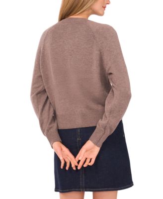 Women's Cozy Crewneck Raglan-Sleeve Cardigan Sweater