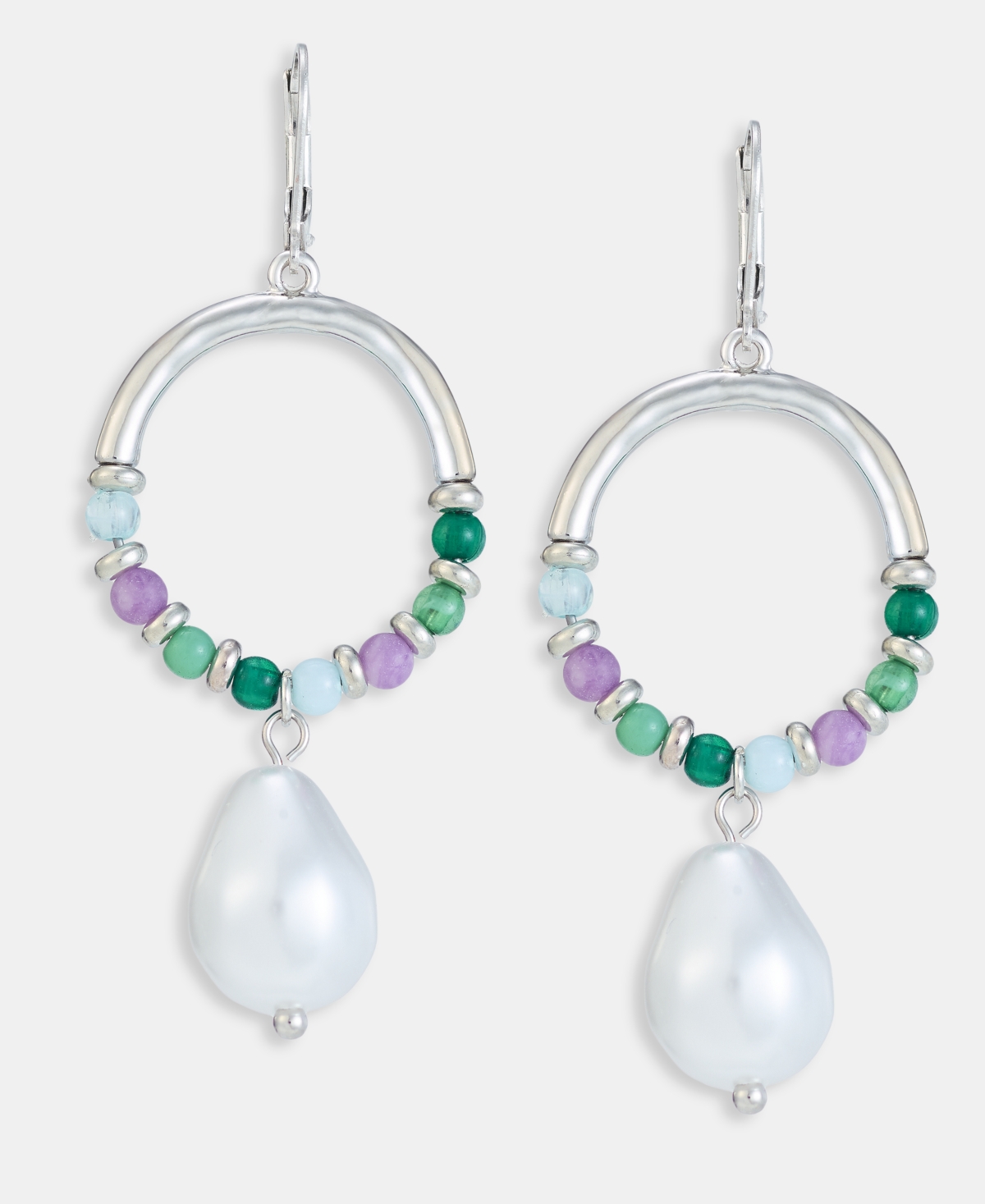 Style & Co Imitation Pearl Charm Stone Beaded Drop Earrings, Macy's Exclusive
