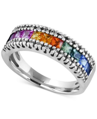 EFFY Collection - Multi-Sapphire (1-1/3 ct. t.w.) and Diamond (1/8 ct. t.w.) Band in 14k White Gold