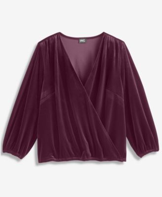 Plus Size Velvet V-Neck Top