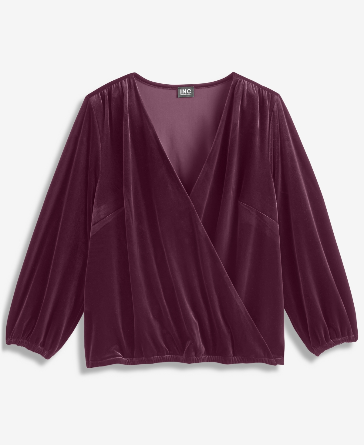 Inc International Concepts Plus Size Velvet V-neck Top, Macy's Exclusive In Purple