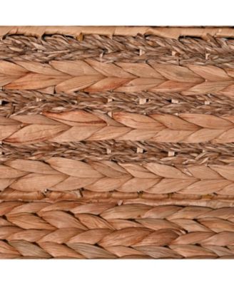 Hand-Woven Hyacinth Storage Baskets with Handles and Lids (Set of 3)