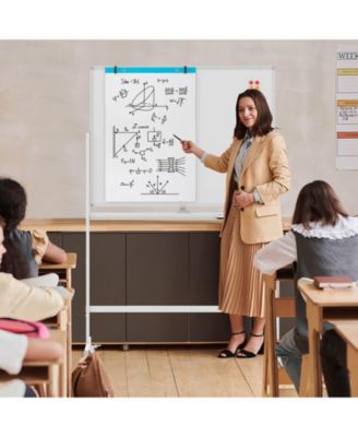 48"x36" Mobile Magnetic Double-Sided Reversible Whiteboard Height Adjust