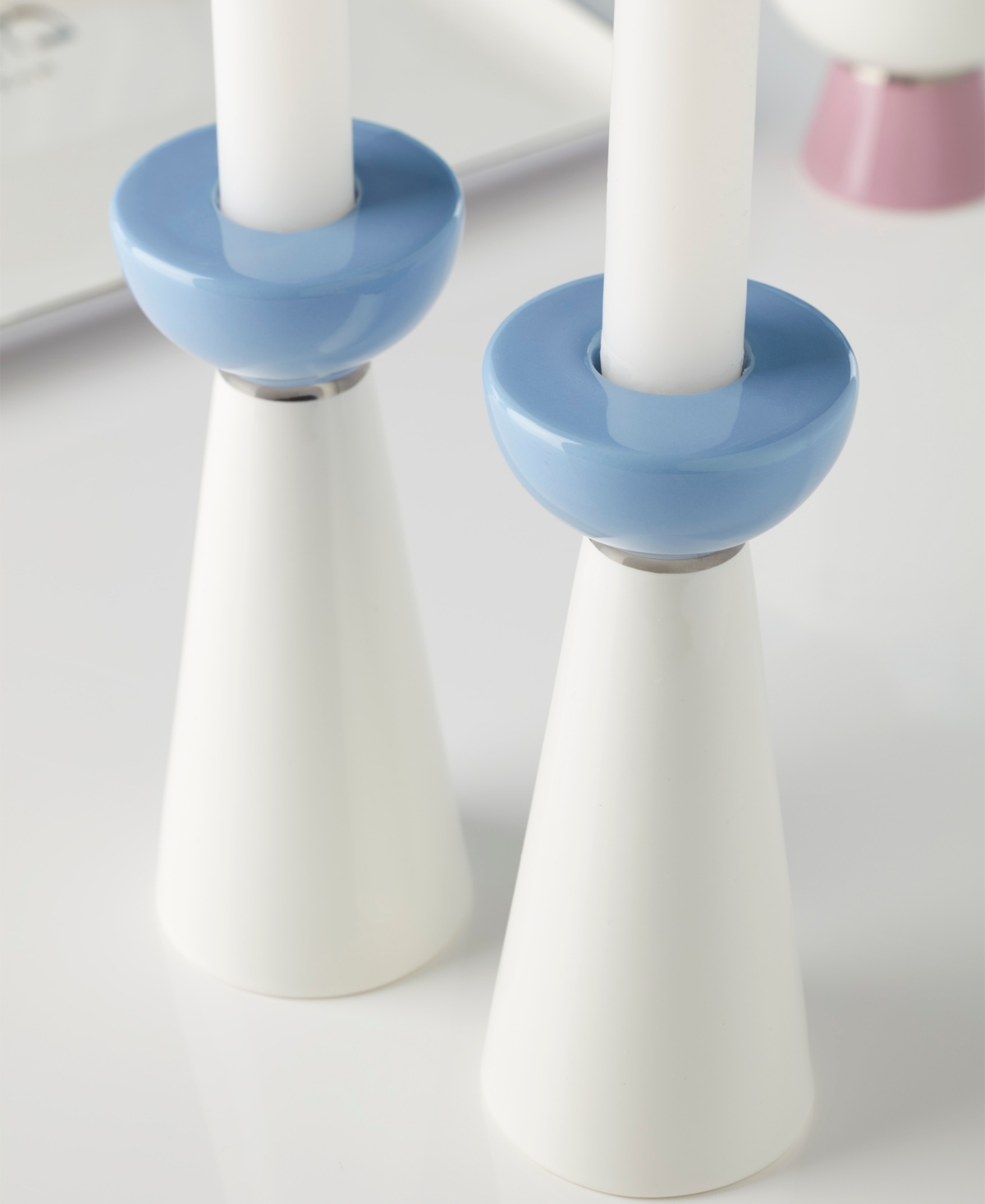 Kate Spade Oak Street Candlestick Holders, Set Of 2 In Multi