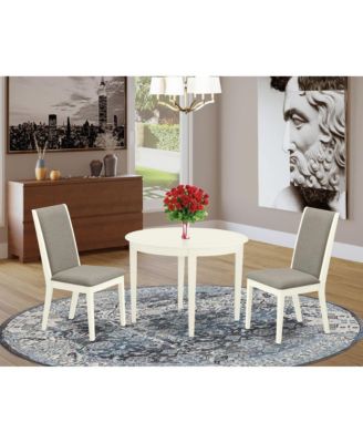 3-Pc. Rubber Wood Shitake Upholstered Dining Room Set