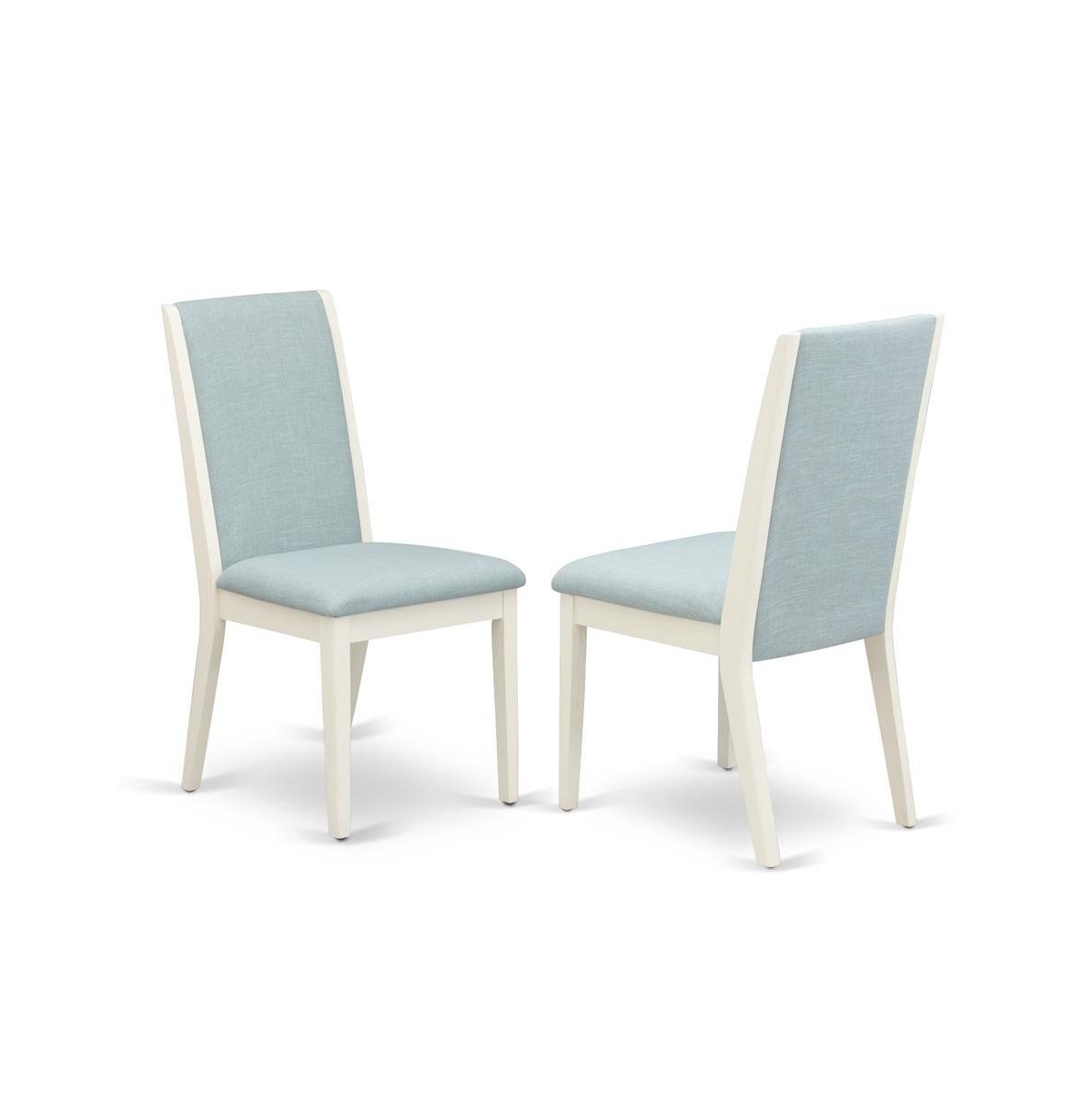 East West Furniture 6Pc Dinette Sets for Small Spaces Includes a Dining Table, 4 Parsons Dining Chairs with Baby Blue Color Linen Fabric and a Bench,