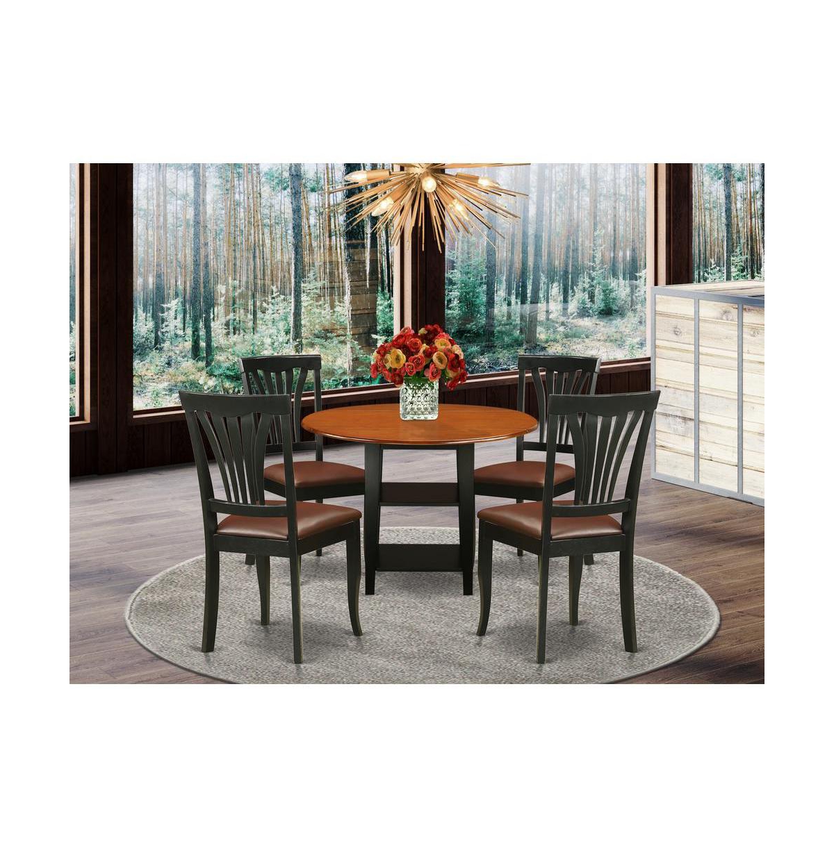 East West Furniture Dining Room Set Black & Cherry