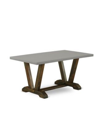 East West 5-Pc Dinette Set: Cement Top Table & 4 Upholstered Chairs with Stylish Backs for Dining Room