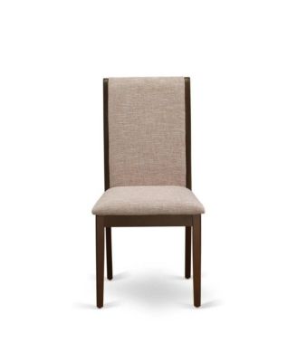 3 Pc Set Mahogany Finish Pedestal Dining Table with 2 Light Tan Upholstered Chairs