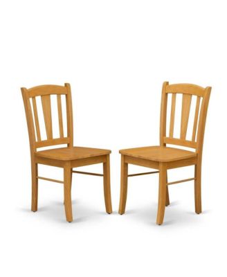 5-Pc Dining Room Table Set- 4 Dining Room Chair and dining table - Wooden Seat and Slatted Chair Back - Oak Finish