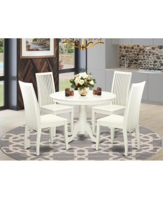 5-Piece Round Table and Wooden Chair Set for Dining Room or Kitchen