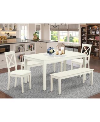 5 Piece wood  Linen White Dining Room Set Linen White