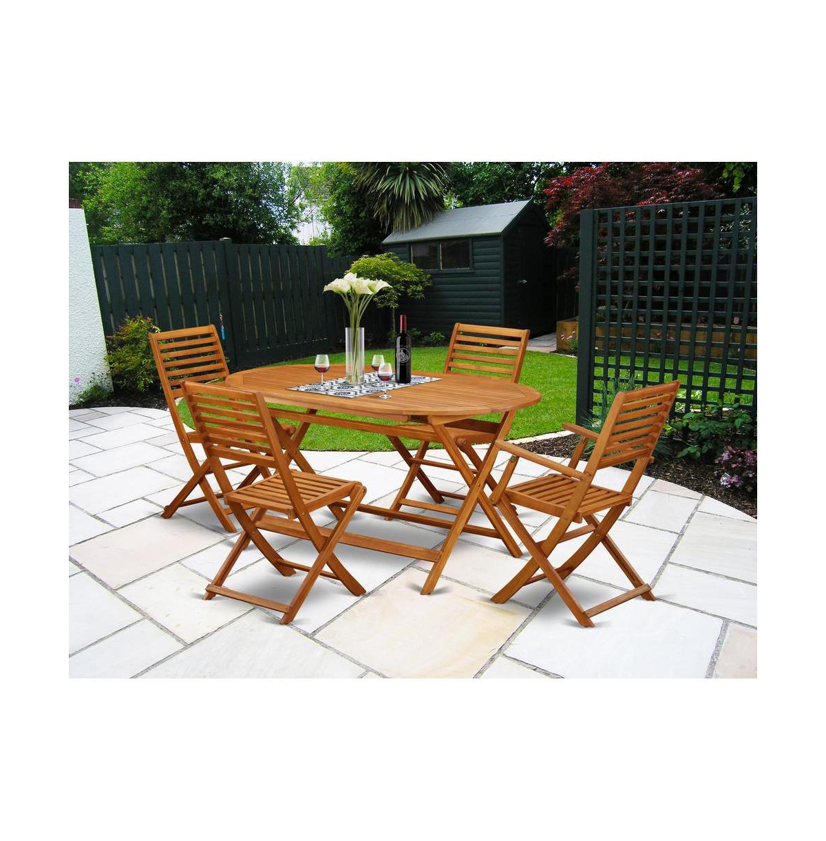 East West Furniture Wooden Patio Set Natural Oil