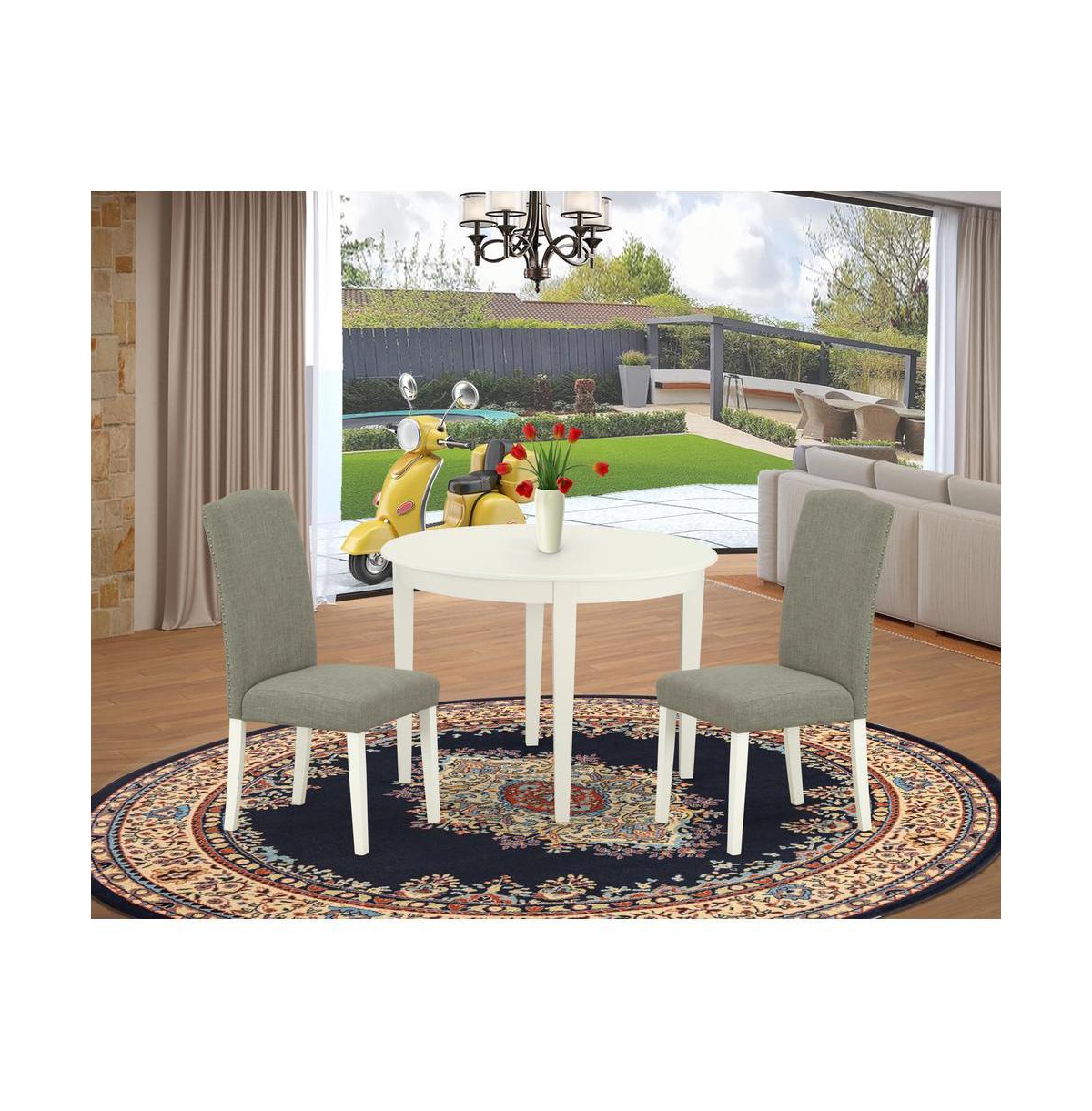 East West Furniture Dining Room Set Linen White