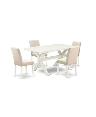 5-Piece Rectangular Dining Table Set with Kitchen Table and 4 Parson Chairs featuring Upholstered Seats and Stylish Chair Back