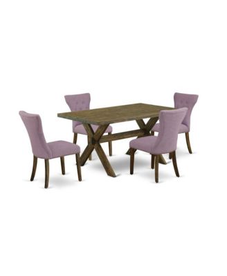 5-Piece Modern Dining Table Set with Rectangular Table and Upholstered Tufted Chairs