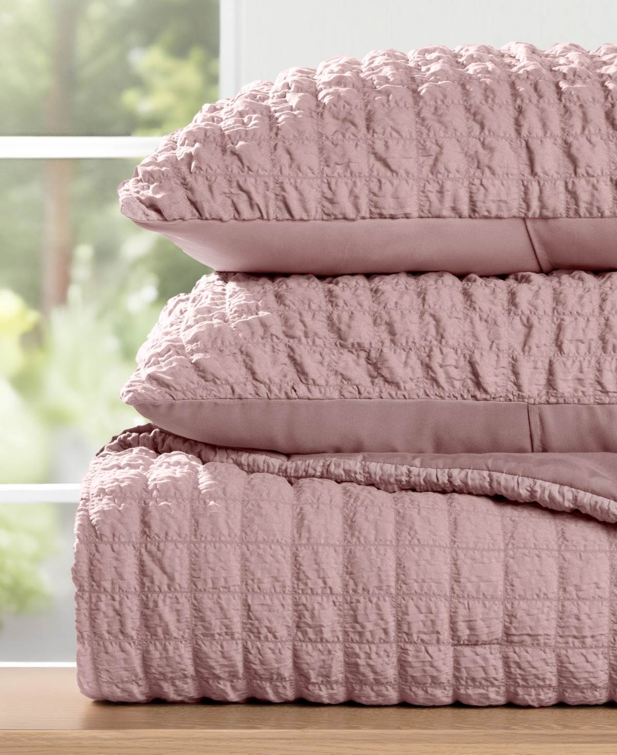 Ienjoy Home Textured Seersucker Box 3-pc. Comforter Set, King/ California King In Pink