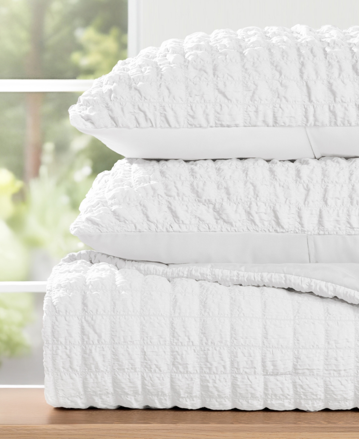 Ienjoy Home Textured Seersucker Box 3-pc. Comforter Set, Full/queen In White