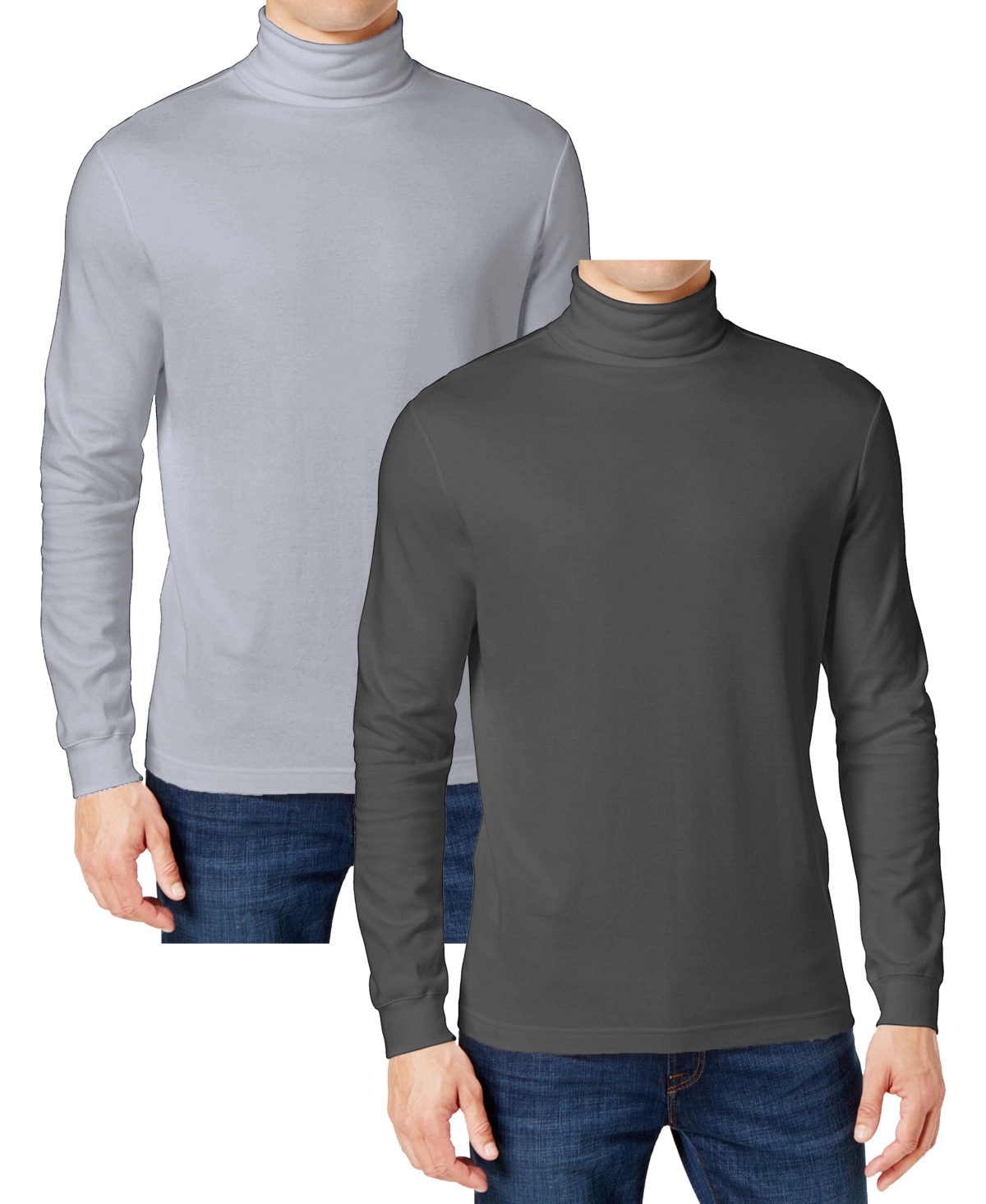 Galaxy By Harvic Men's 2-pack Long Sleeve Turtle Neck T-shirt In Gray