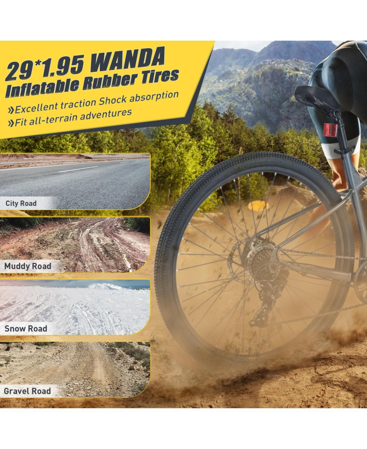 29 Inch Wheels 8 Speed Mountain Bike, for Men Women Boys and Girls, Front Suspension, Steel Frame