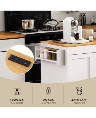 74.8" Expandable Kitchen Island with Slide-Out Table, Drawers & USB Outlet-Maison Boucle