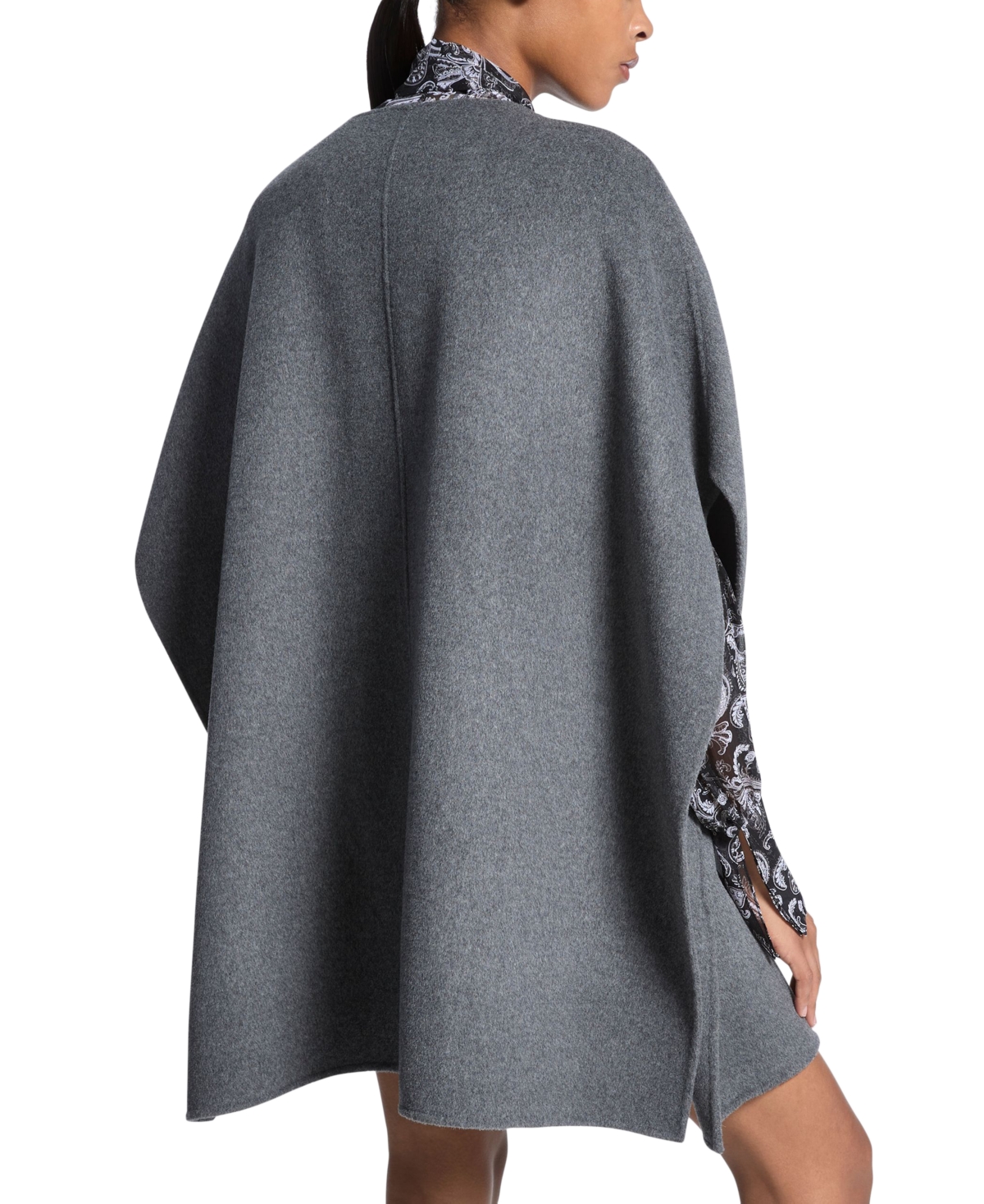 Michael Kors Double Face Wool Blend Cape In Gray