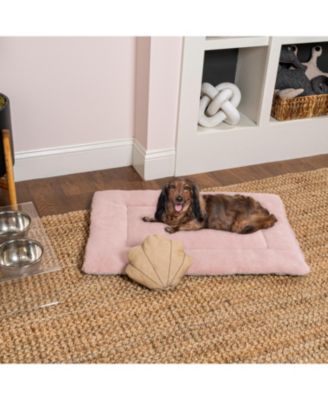 Flora Extra Large Classic Cottage Linen/Plush Ultra Soft Reversible Pet Bed & Crate Mat with Washable Cover