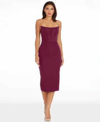 Women's Corset Strapless Midi Dress