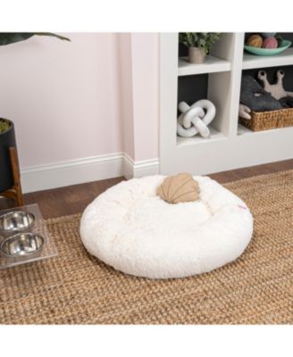 Maisie Bohemian Glam Faux Fur Round Fluffy Calming Donut Pet Bed with Washable Cover