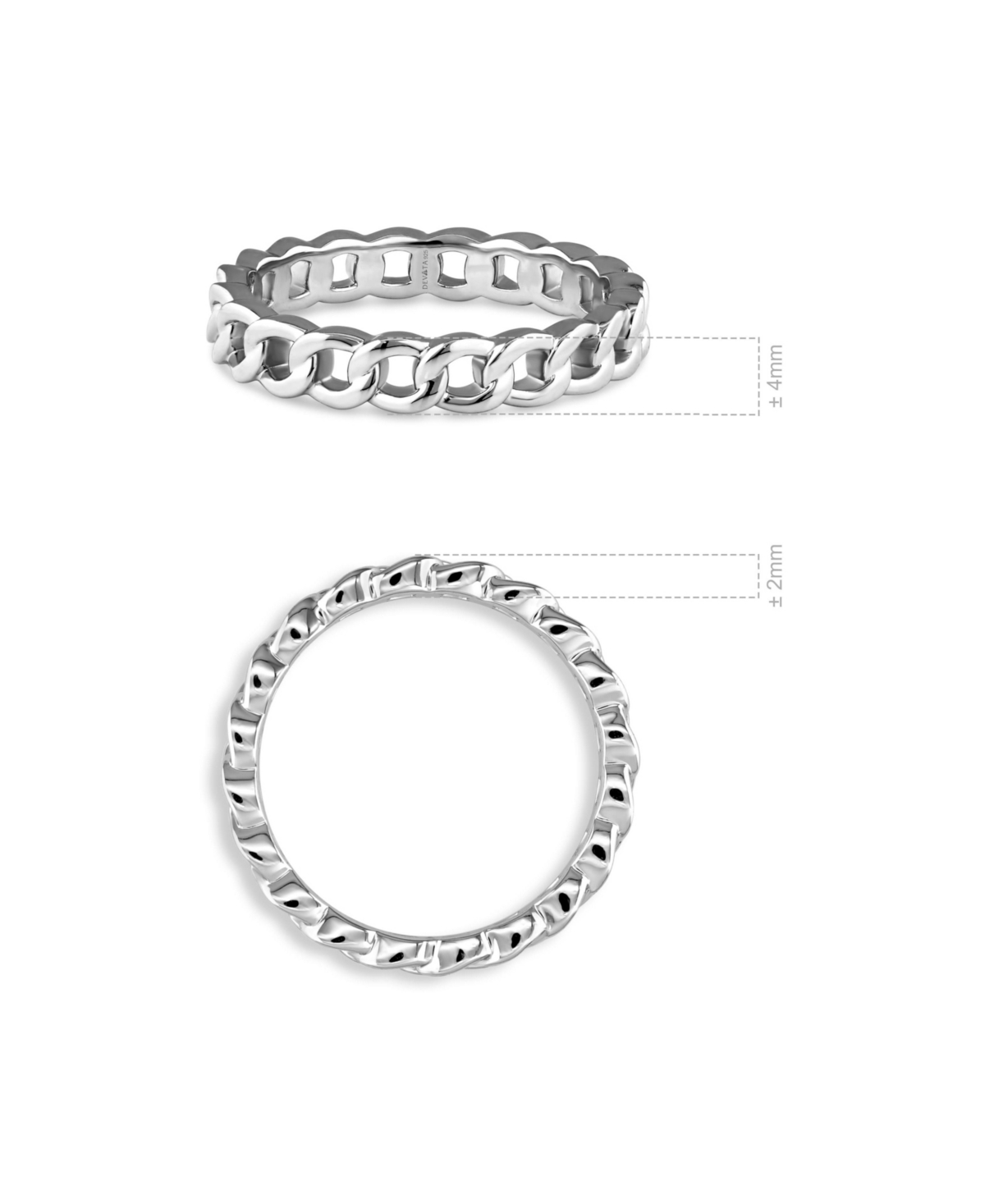 Devata Curb Link Ring in Rhodium Plated Sterling Silver
