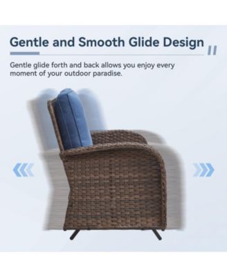 SleekArm 2-Person Wicker Rocking Bench Outdoor Glider Patio Rattan Loveseat with Olefin Cushions