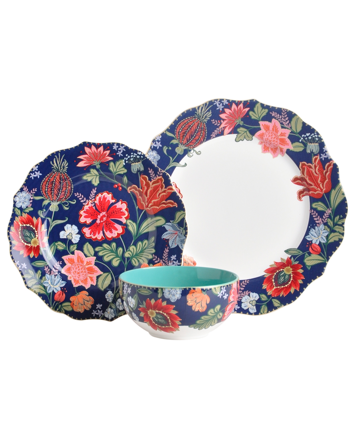 222 Fifth Chintz 12-Pc. Dinnerware Set, Service for 4