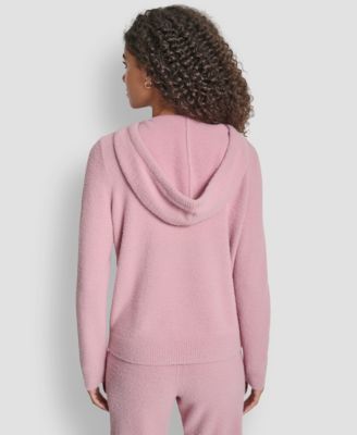 Women's Feather Yarn Hood Tonal Hoodie