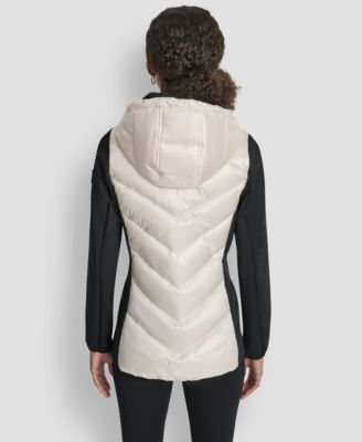 Women's Chevron Quilt Scuba Mix Collar Jacket