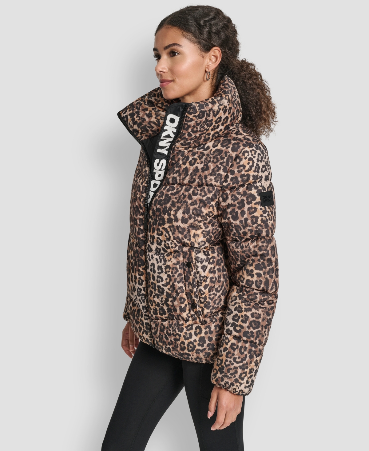 Dkny Women's Oversized Collar Quilted Puffer Jacket