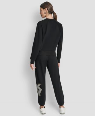 Women's Mixed Metal Stack Glitter Crewneck Top