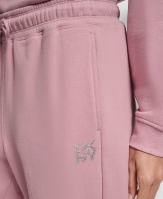 Women's Stacked Mini Rhinestone Logo Relaxed Cuff Jogger