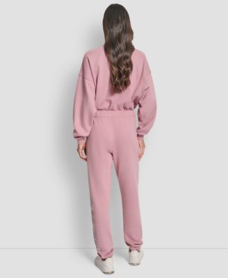 Women's Exploded Rhinestone Varsity Logo High Rise Relaxed Jogger