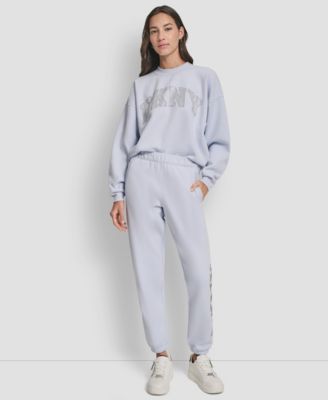 Women's Exploded Rhinestone Varsity Logo High Rise Relaxed Jogger