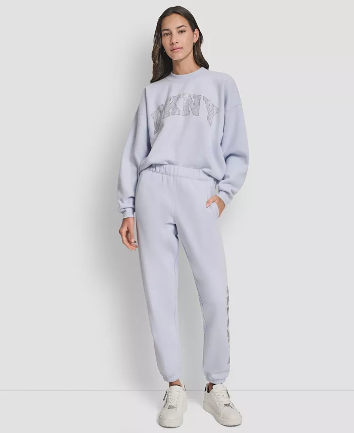 Women's Exploded Rhinestone Varsity Logo High Rise Relaxed Jogger - thumbnail 10
