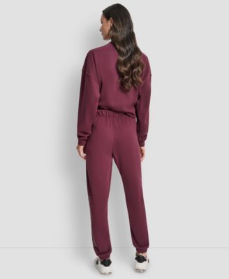 Women's Exploded Rhinestone Varsity Logo High Rise Relaxed Jogger