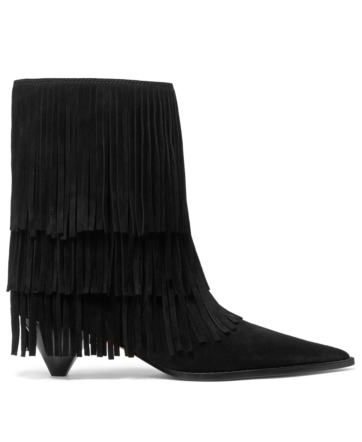 Michael Kors Suede Ankle Boot With Fringe In Animal Print
