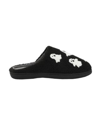 Men's Halloween Ghosts Black Slippers - L