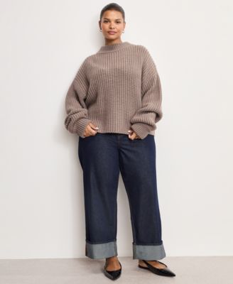 Women's Chunky Knit Mock Neck Sweater, Regular & Plus Size